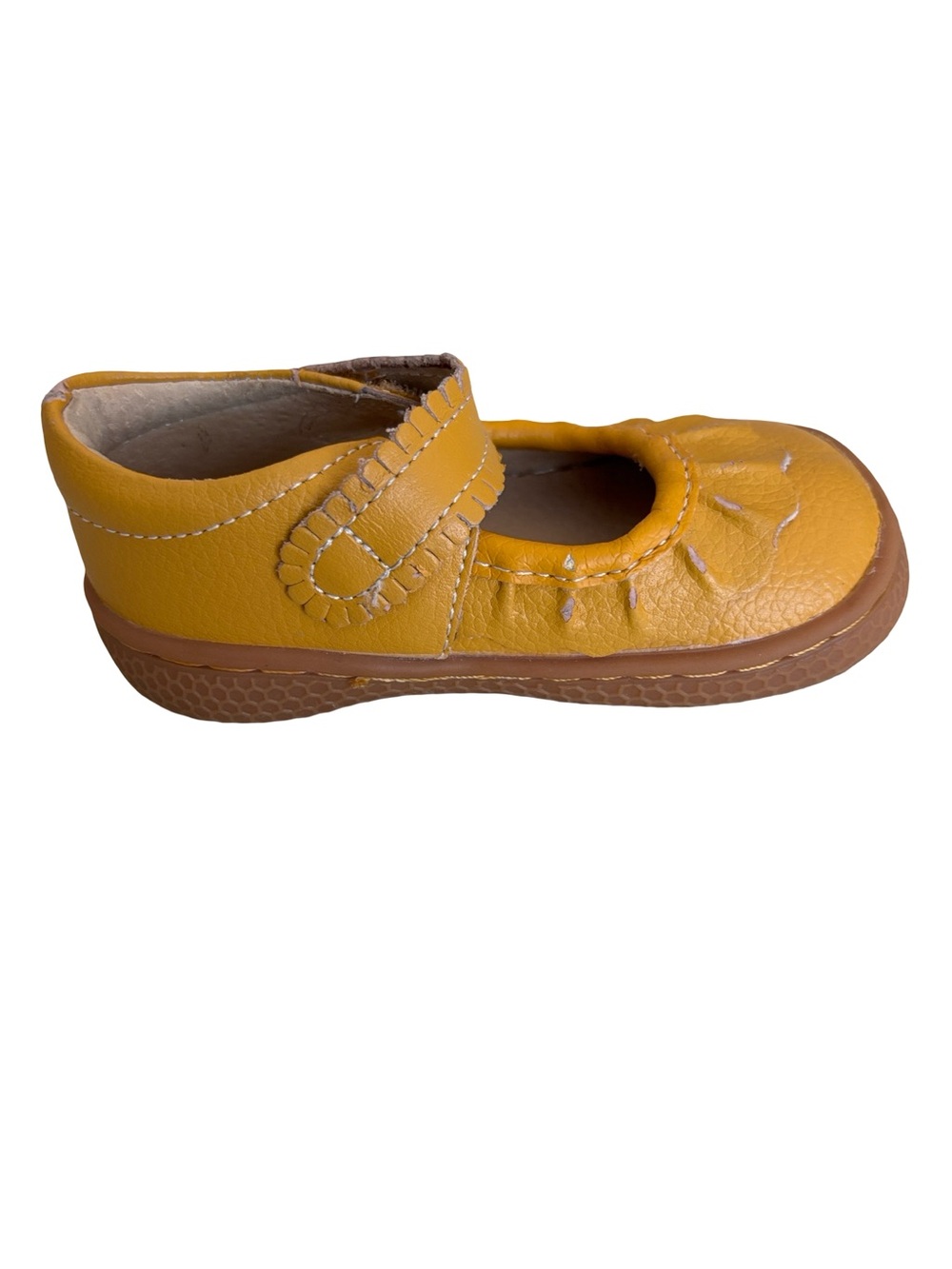 Livie & Luca Leather Mary Jane Shoes Size 4 Infant FALL Yellow Gold - Picture 9 of 11